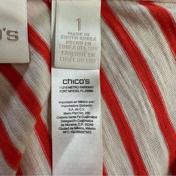 Chico’s‎ orange asymmetrical stripe tunic size M - Picture 6 of 12